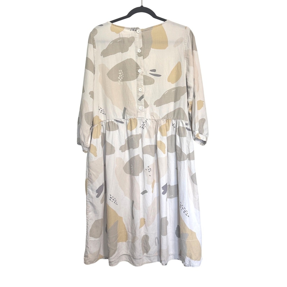 Tradlands Nova Caroline Print Linen Blend Midi Dress Neutral Earth Tones Small - Picture 2 of 9